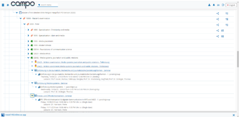 The course catalog view (Image: Rebecca Luber/FAU)