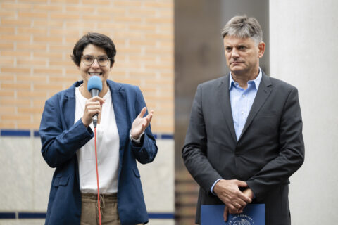 Prof. Dr. Anuscheh Farahat, co-spokesperson of the new Human Rights Research Center at FAU spoke about human rights in times of transformation. (Picture: FAU/Uwe Niklas)