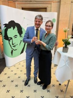 FAU President Prof. Dr. Joachim Hornegger and Prof. Dr. Eva Pils at the award ceremony of the Alexander von Humboldt Foundation. (Image: FAU/David Ausserhofer)