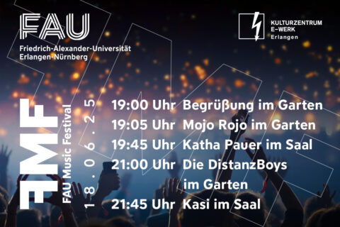 Towards entry "Timetable: FAU Music Festival on June 18 at E-Werk"