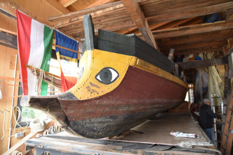 Return of the Danuvina alacris to the FAU shipyard at the Altmühlsee. (Image: FAU/Boris Mijat)