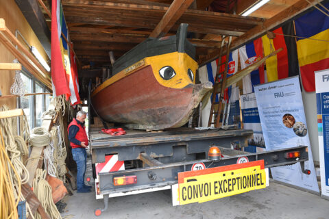 Return of the Danuvina alacris to the FAU shipyard at the Altmühlsee. (Image: FAU/Boris Mijat)