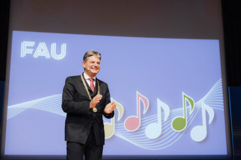 The Dies Academicus of FAU 2025: FAU President Hornegger. (Image: FAU/Giulia Iannicelli)